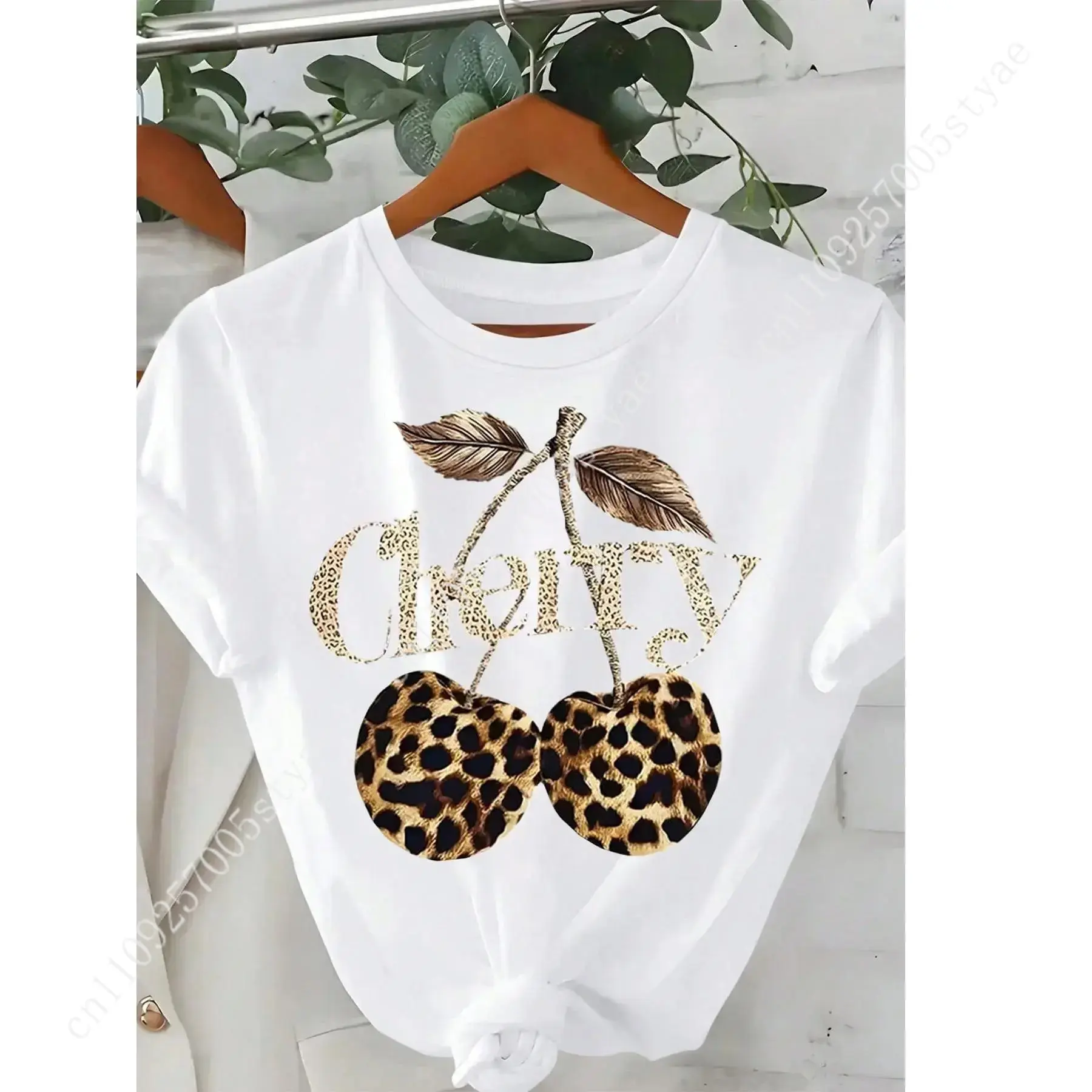 Tee Graphic Print - T-shirt da donna con stampa ciliegia