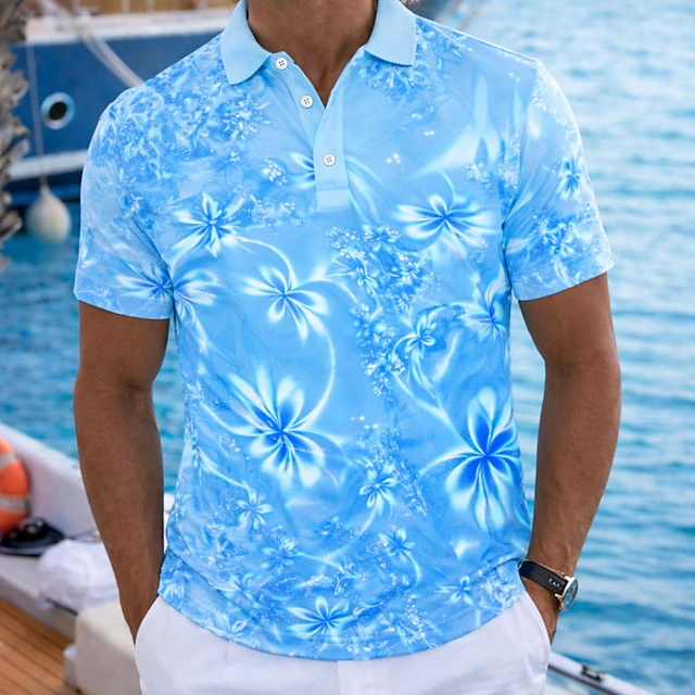 Resort Shirt Floral - Polo da uomo verde neon floreale