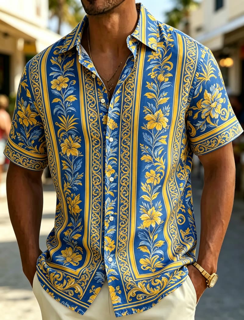 Resort Shirt Floral - Camicia da Uomo a Maniche Corte