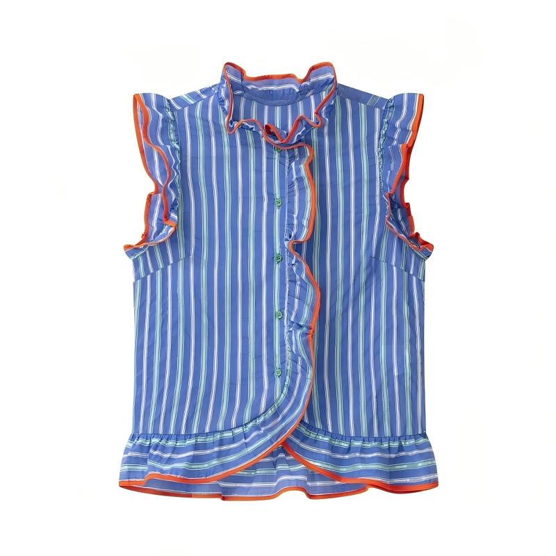 Camicia da donna blu a righe v - Shirt Camp Collar recensione e prezzo